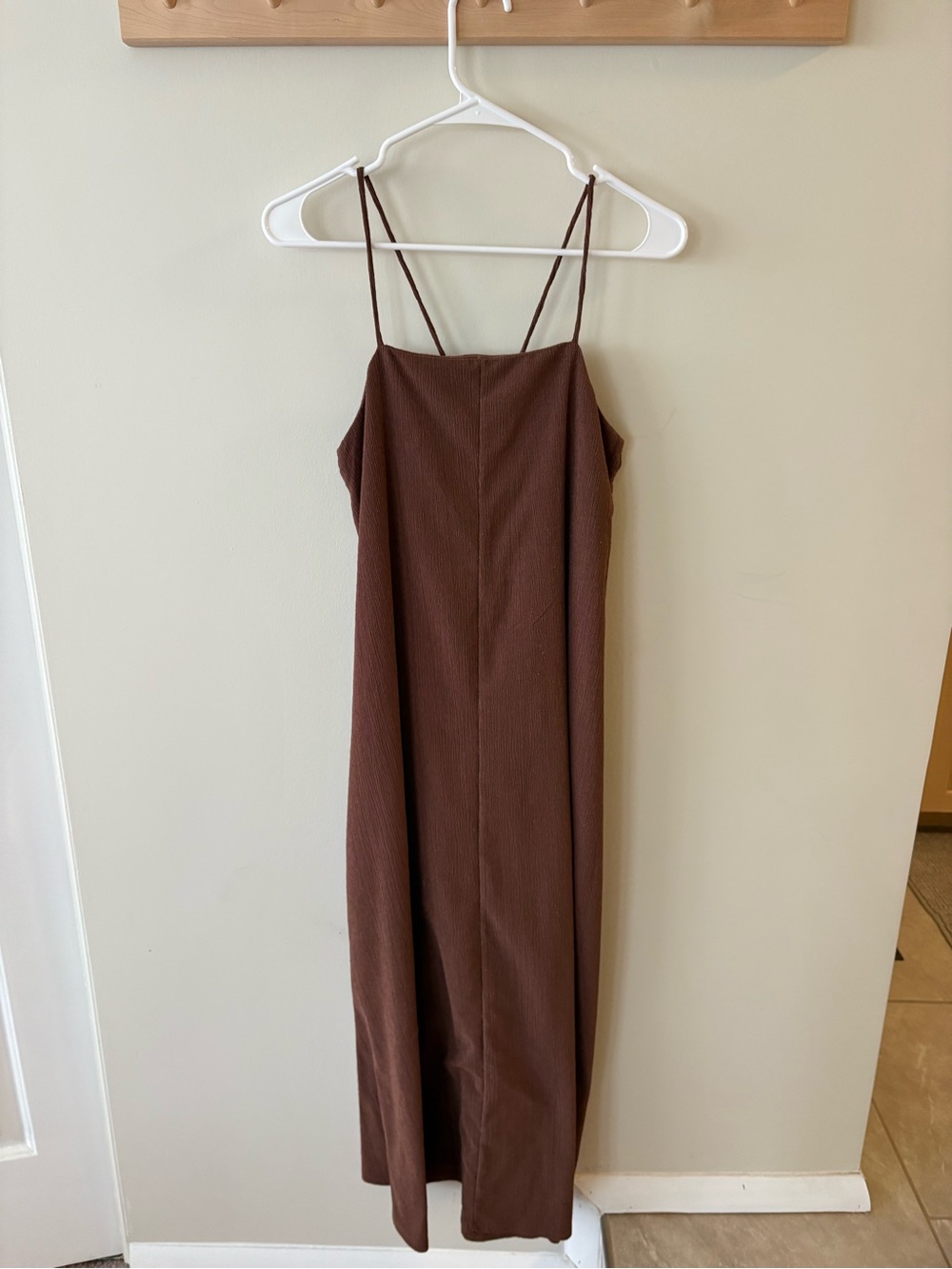 H&M Brown Midi Slip Dress with Spaghetti Straps